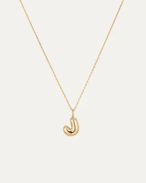 14K Gold Bubble Letter Necklace - J