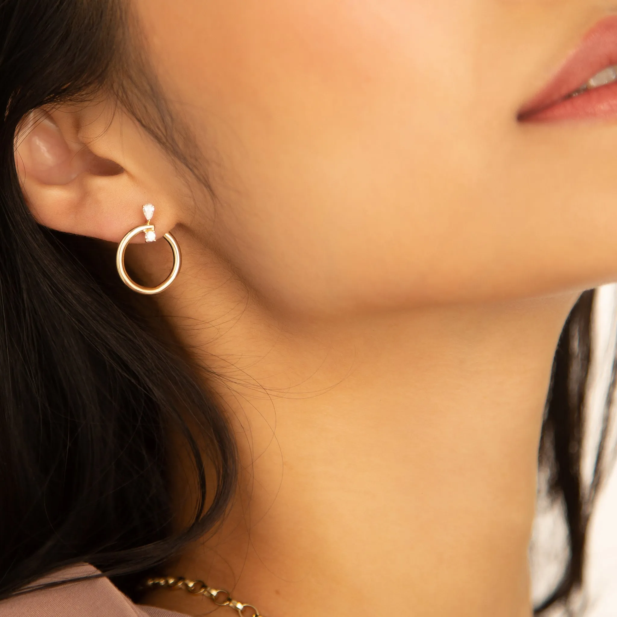18K Gold Midi "Galaxy Wrap Hoop" Earrings with Diamonds