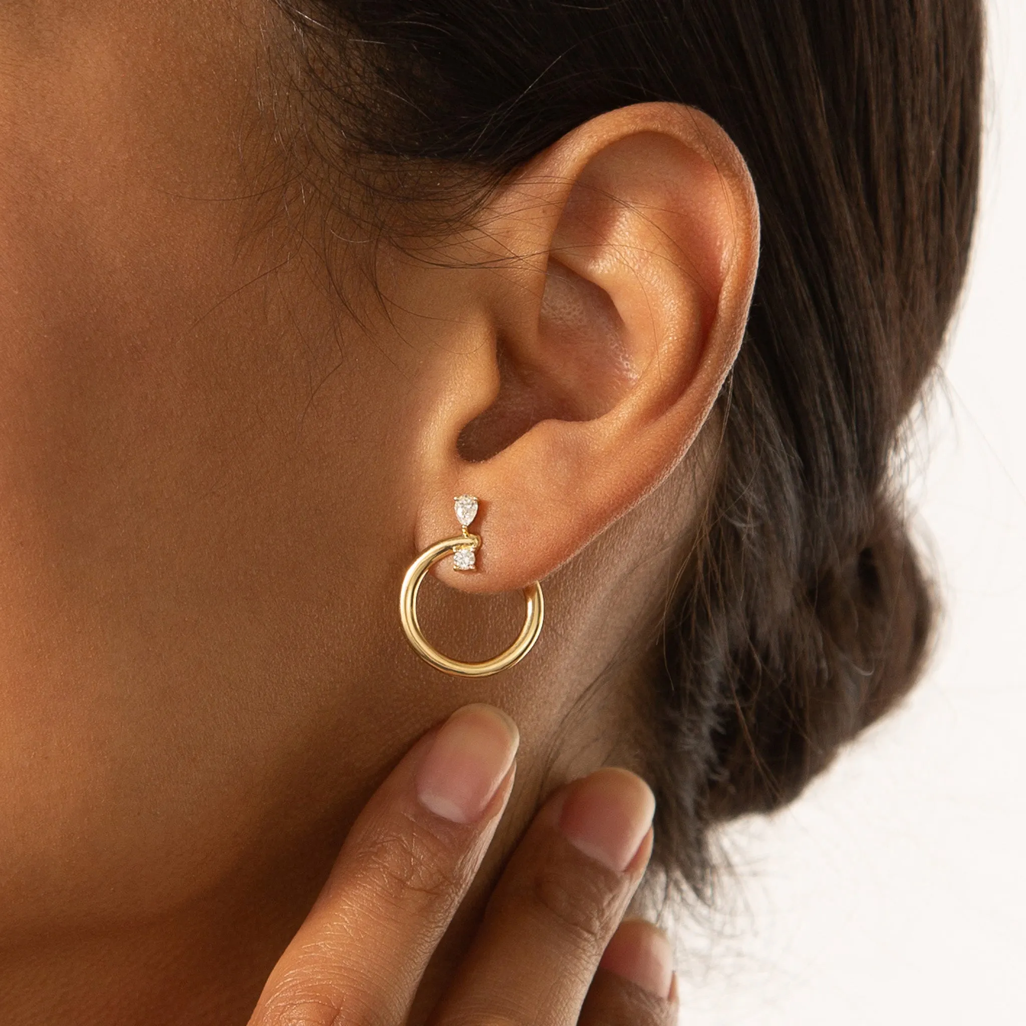 18K Gold Midi "Galaxy Wrap Hoop" Earrings with Diamonds