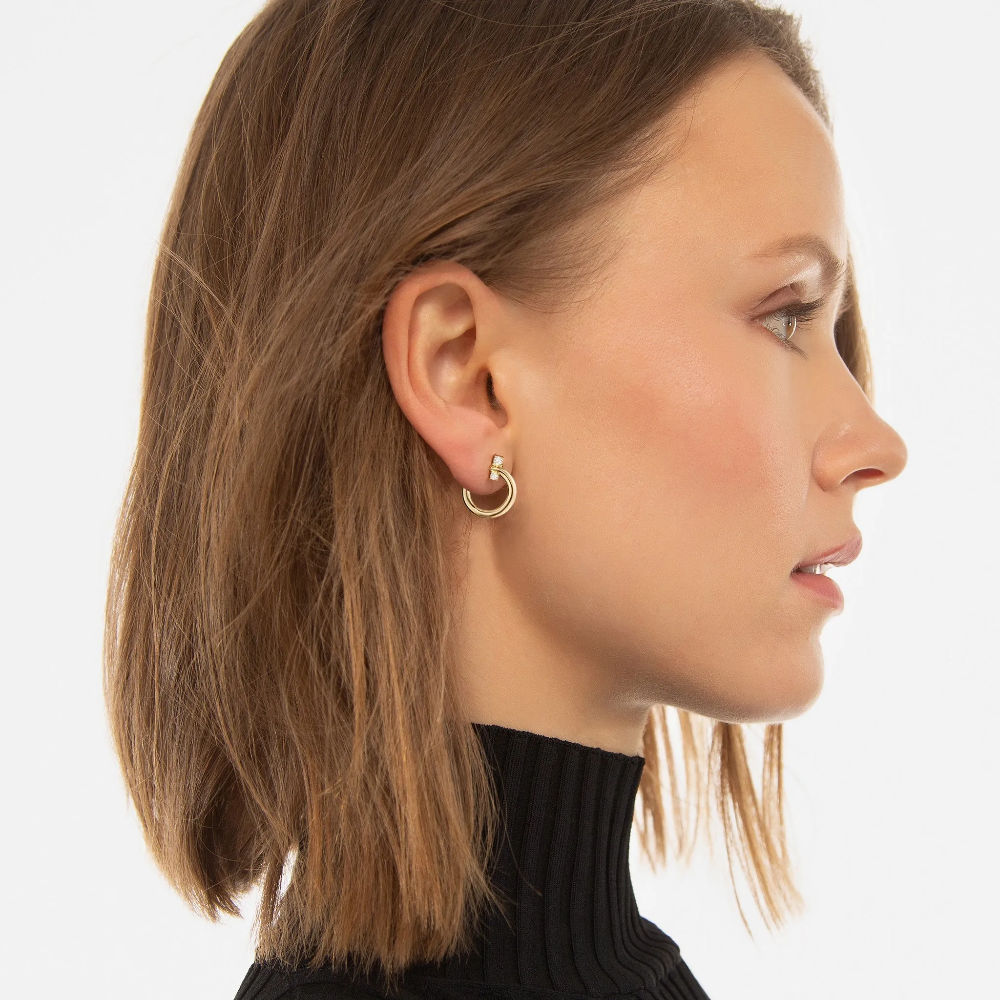 18K Yellow Gold Large "Galaxy Wrap Hoop" Anniversary Earrings With Diamonds