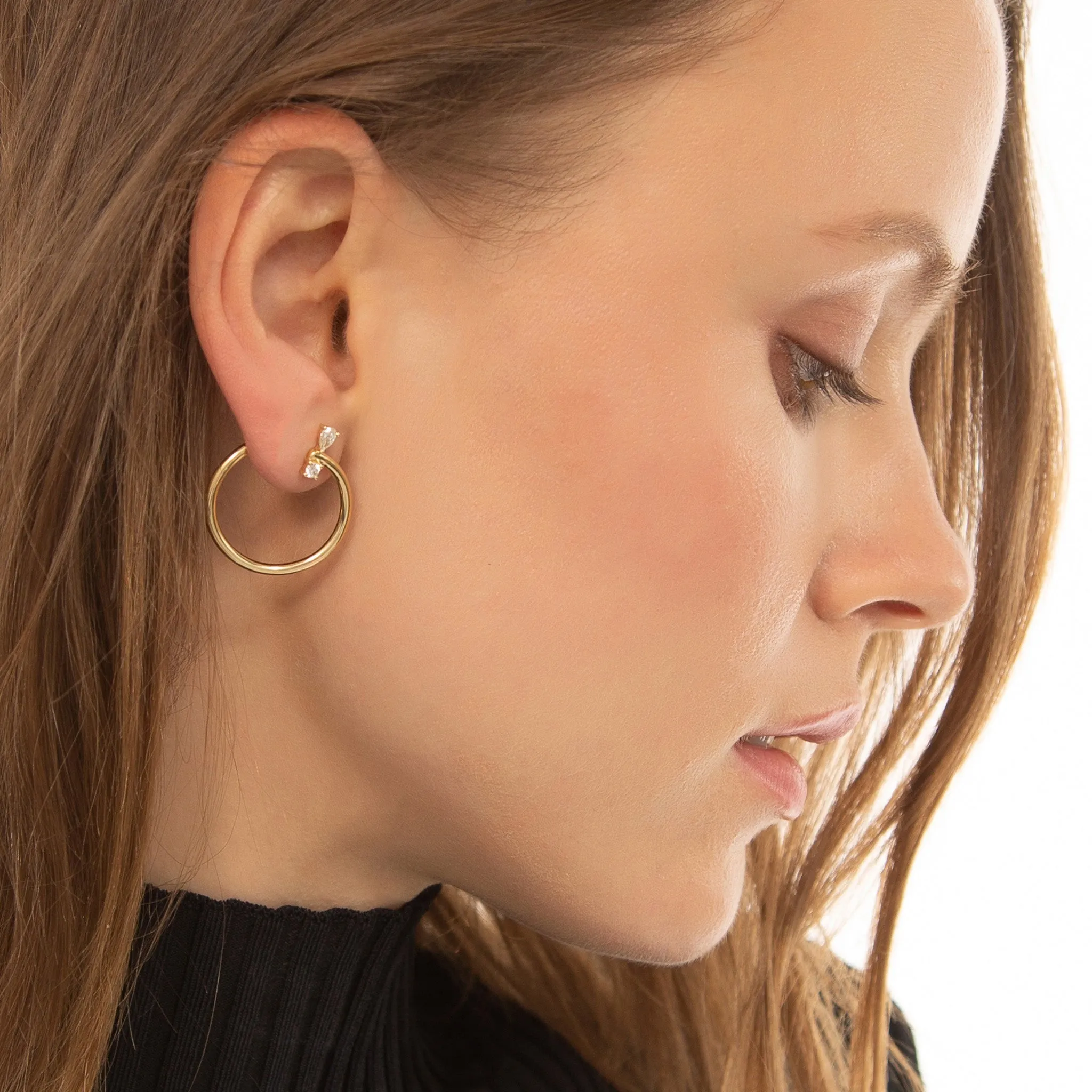 18K Yellow Gold Large "Galaxy Wrap Hoop" Anniversary Earrings With Diamonds