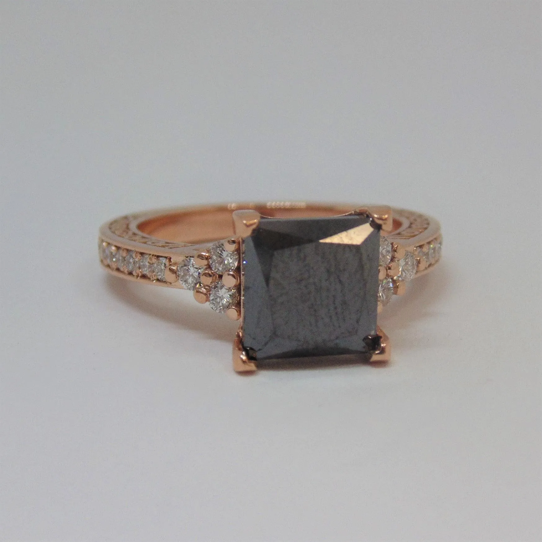 4.25 carat Black Diamond Engagement Ring