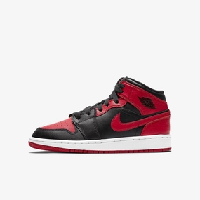 (GS) Air Jordan 1 Mid 'Bred / Banned' (2020) 554725-074 motion-elevated quiet cool