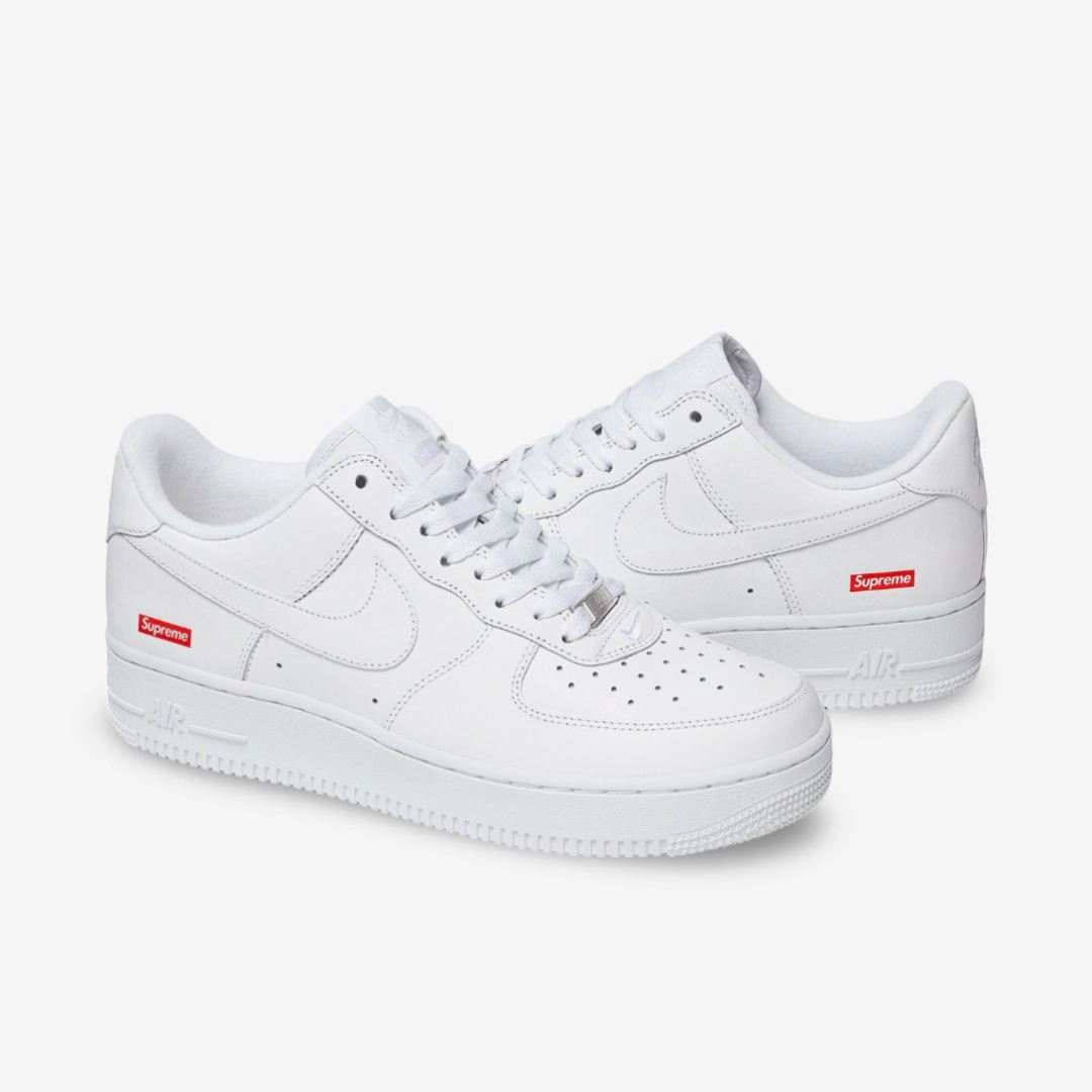 (Men's) Nike Air Force 1 Low SP x Supreme 'Box Logo' White (2020) CU9225-100 fluid-form design