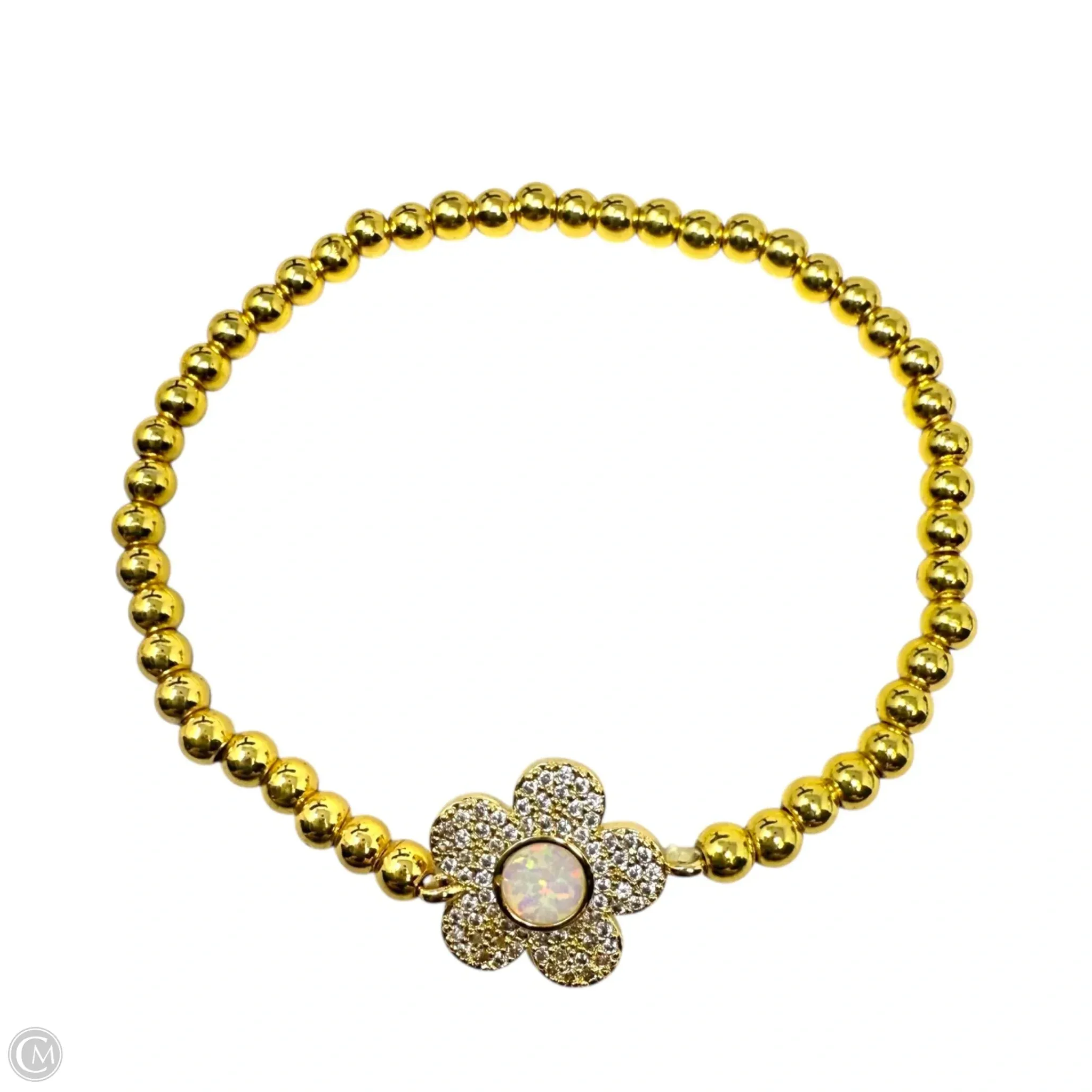 Arm Candy 18K Gold Plated Brass & CZ Crystal Beaded Stretch Bracelet Set By Eye Candy LA , Size: 03 Piece Set