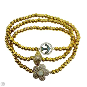 Arm Candy 18K Gold Plated Brass & CZ Crystal Beaded Stretch Bracelet Set By Eye Candy LA , Size: 03 Piece Set