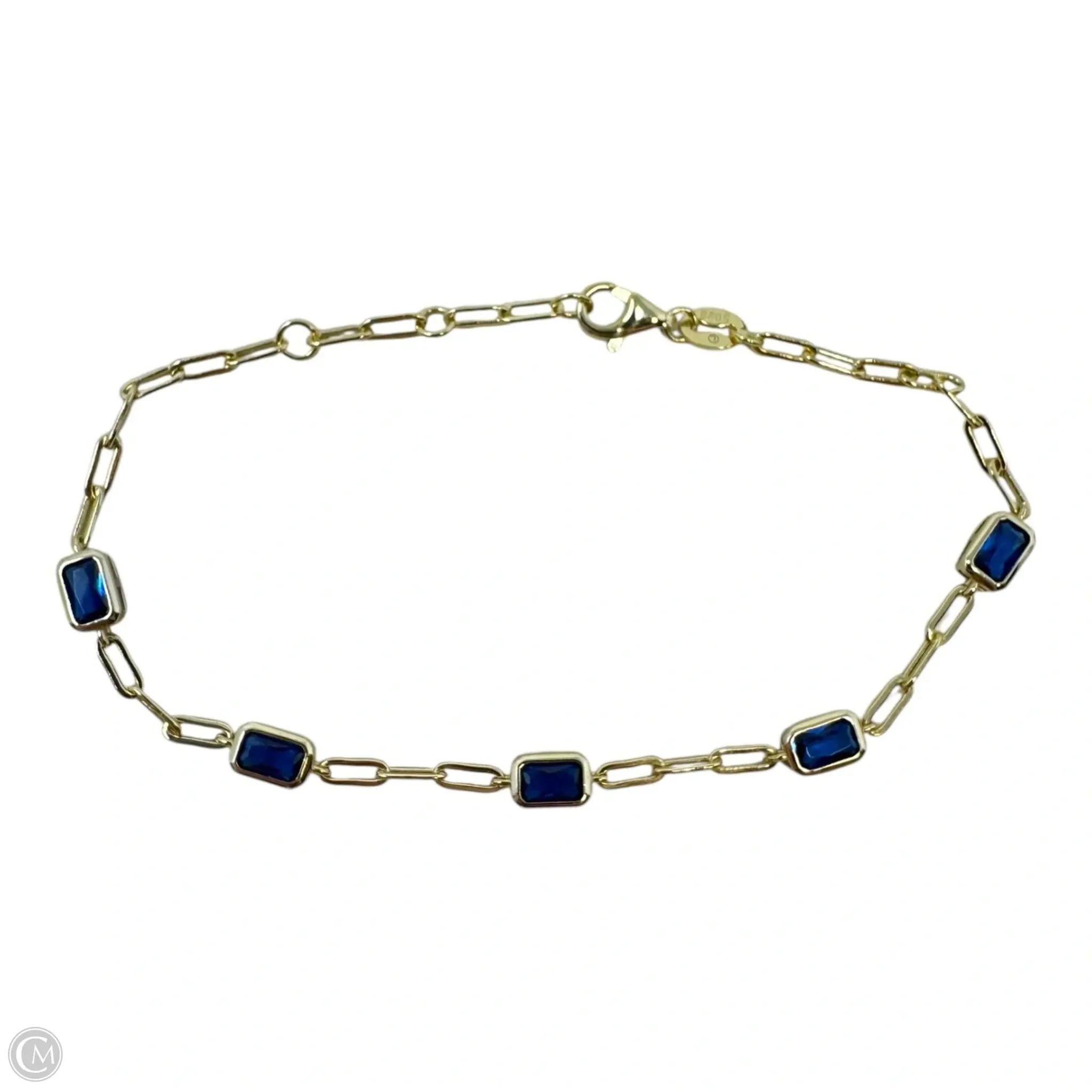 Blue Gem Link Bracelet Sterling Silver
