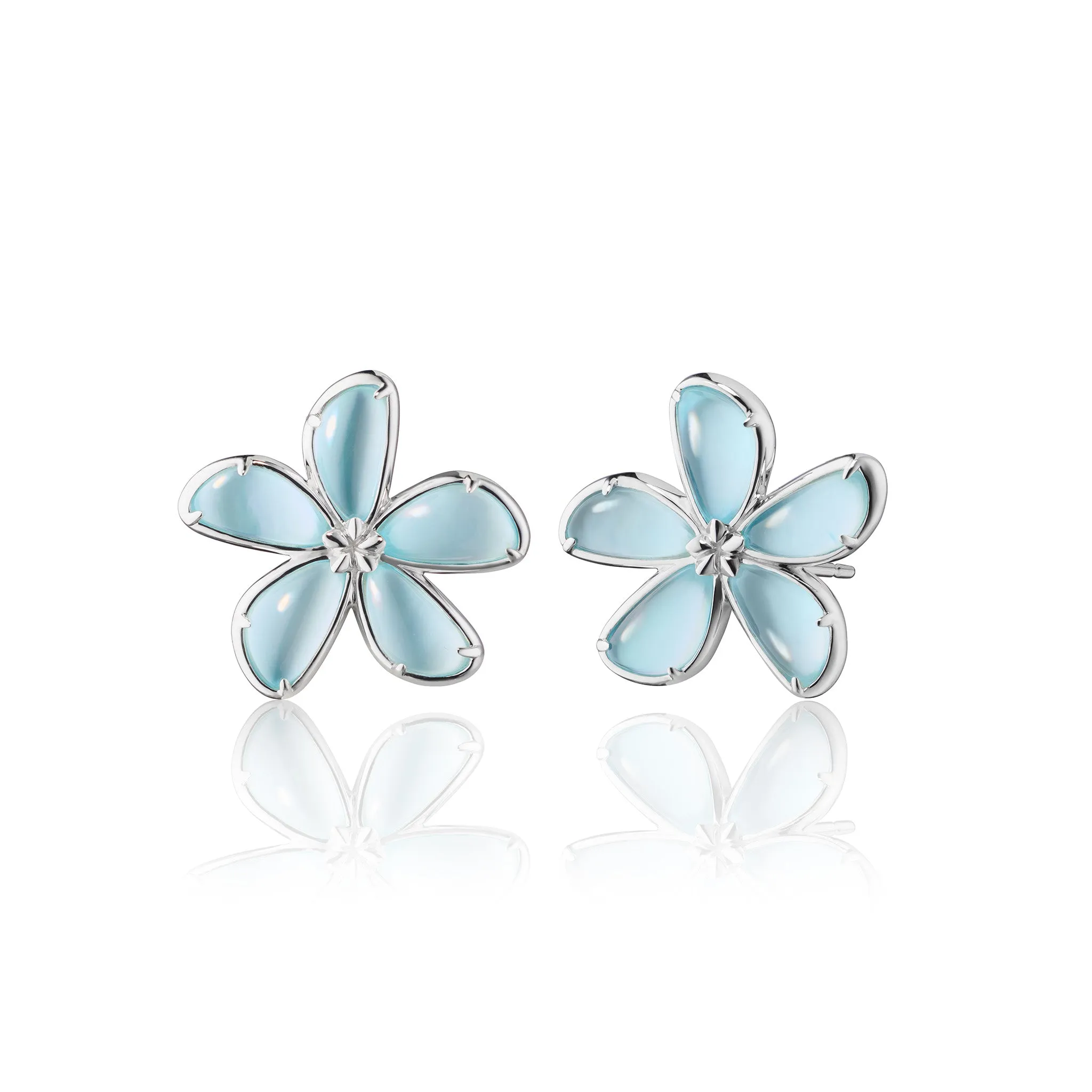 Blue Topaz Doublet Flower Stud Earrings