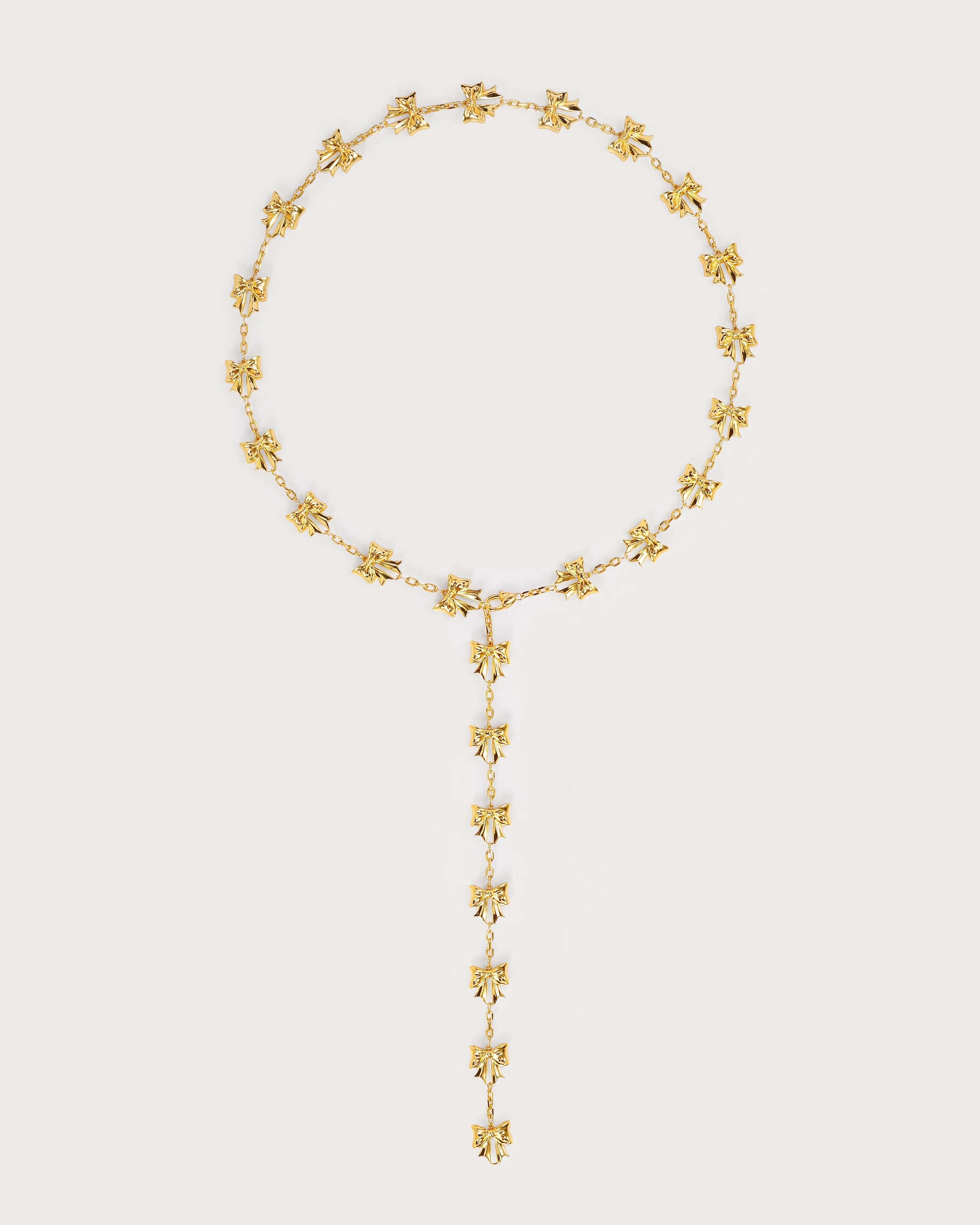 Bow Lariat Long Necklace in Gold