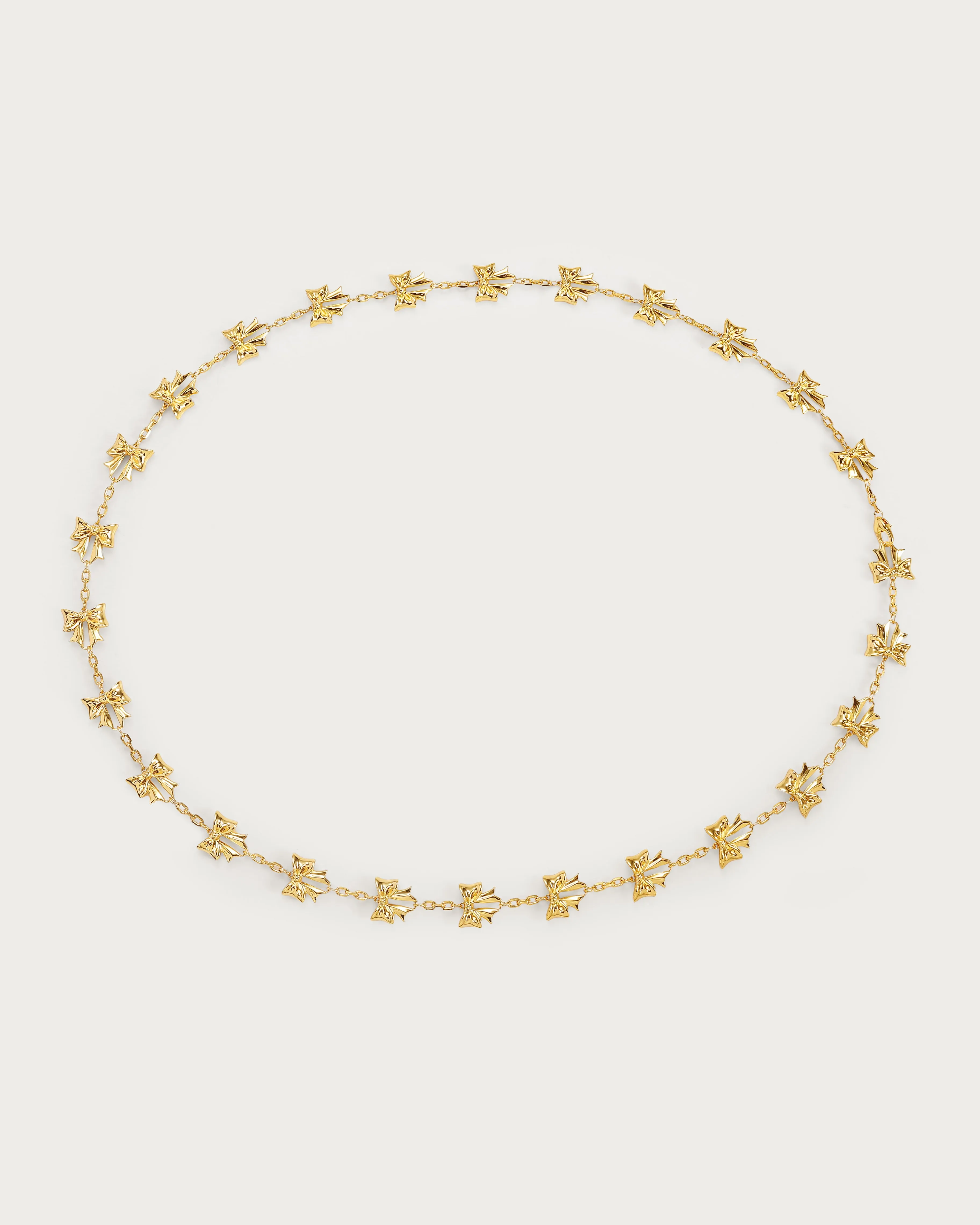 Bow Lariat Long Necklace in Gold