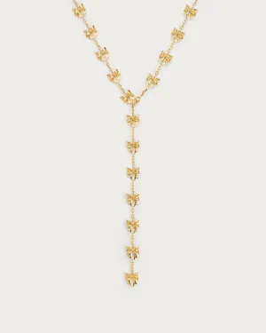 Bow Lariat Long Necklace in Gold