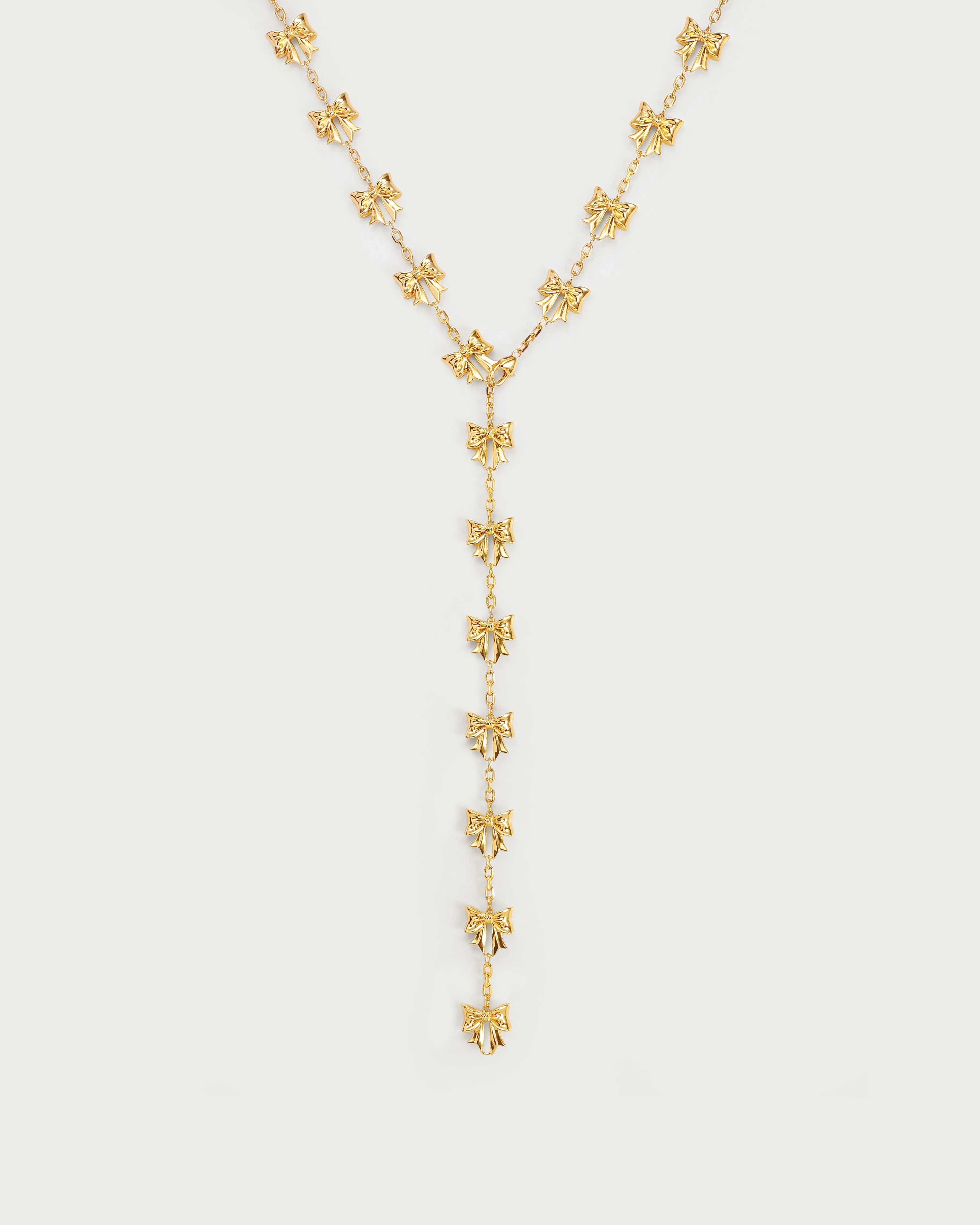 Bow Lariat Long Necklace in Silver