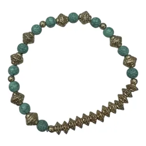 Bracelet Beaded By Plunder In Gold & Green