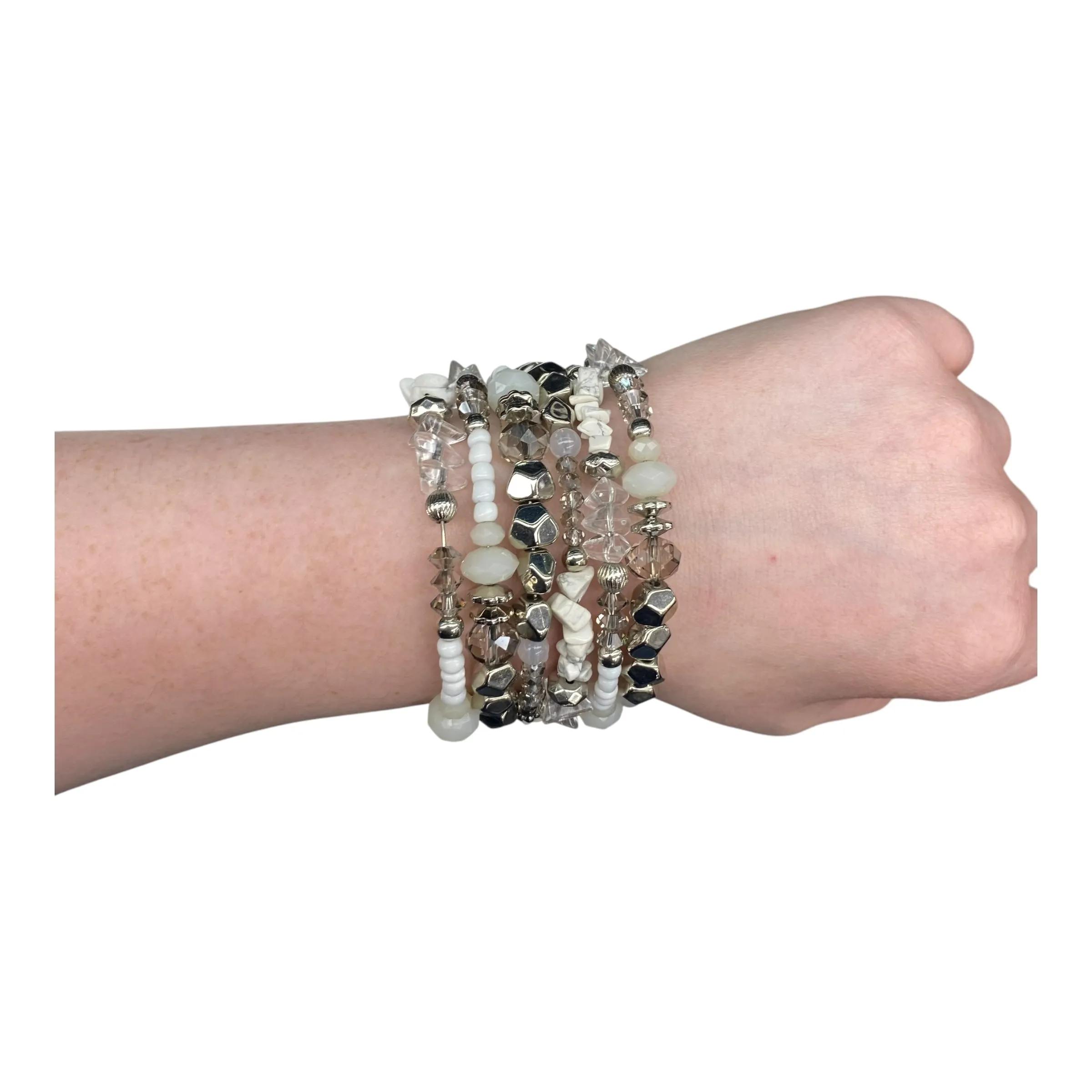 Bracelet Cuff By Cmf In Silver & White