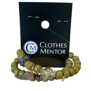 Bracelet Other In Green, Size:02 Piece Set
