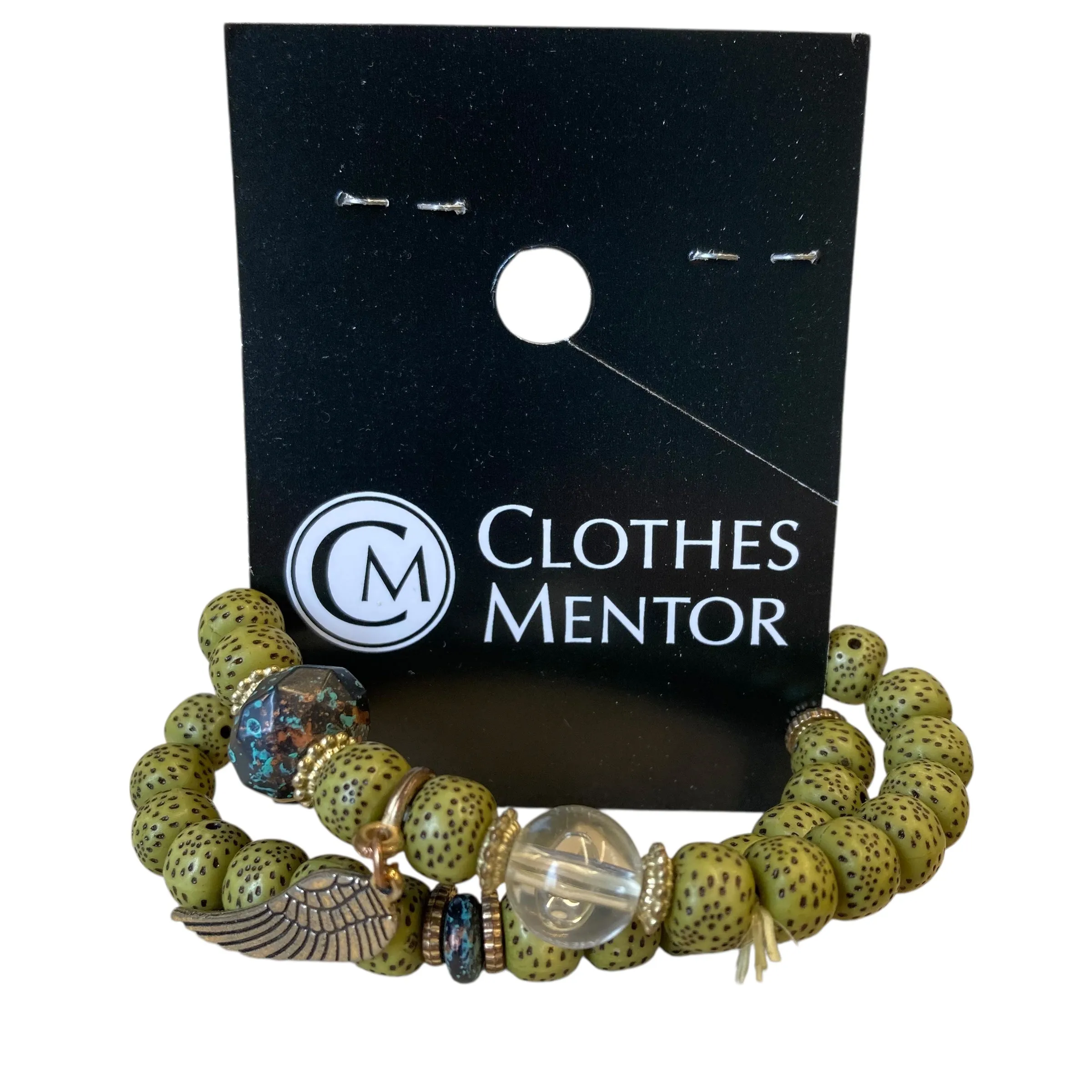 Bracelet Other In Green, Size:02 Piece Set