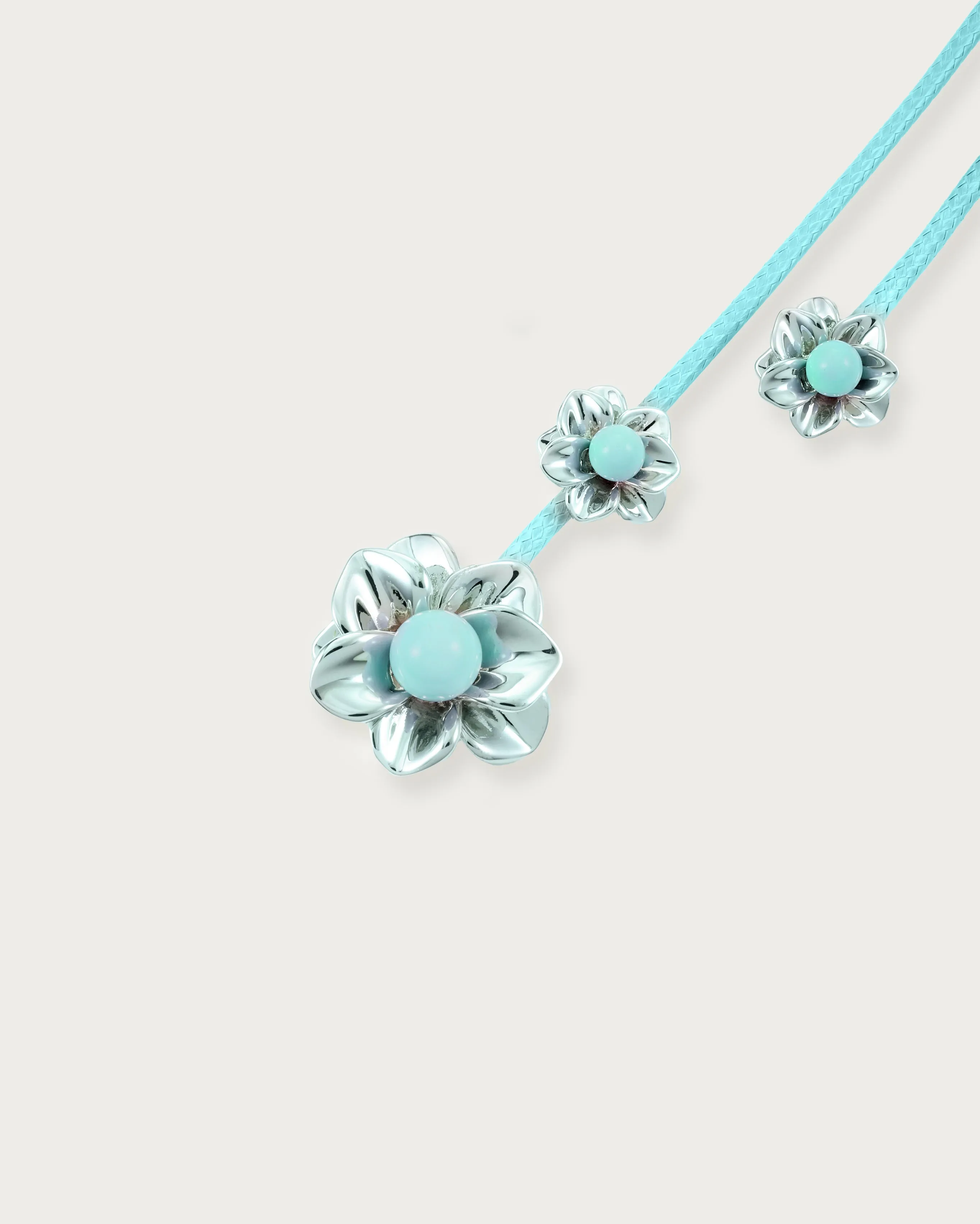 Branchlet Cord Necklace in Metallic Blue