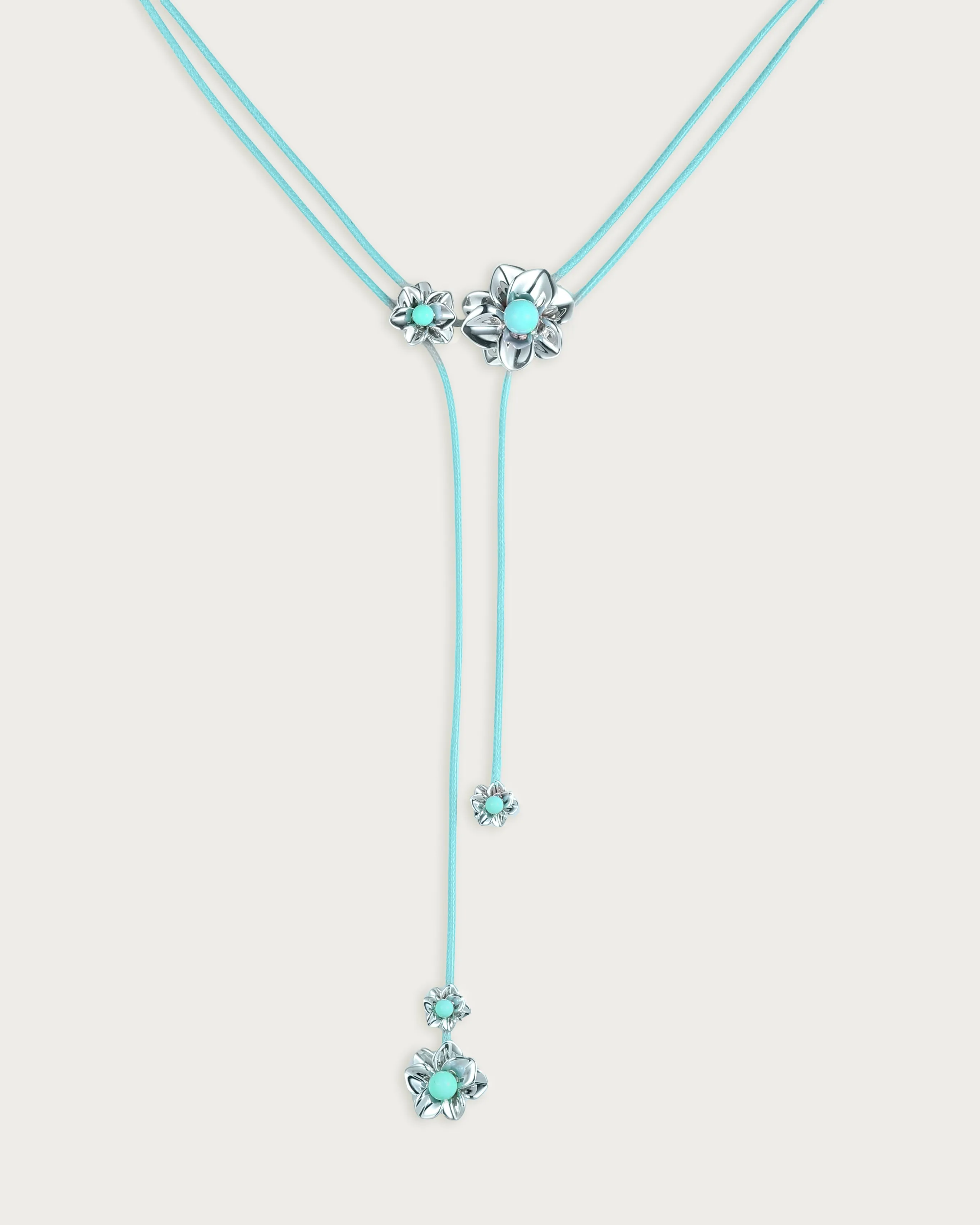 Branchlet Cord Necklace in Metallic Blue