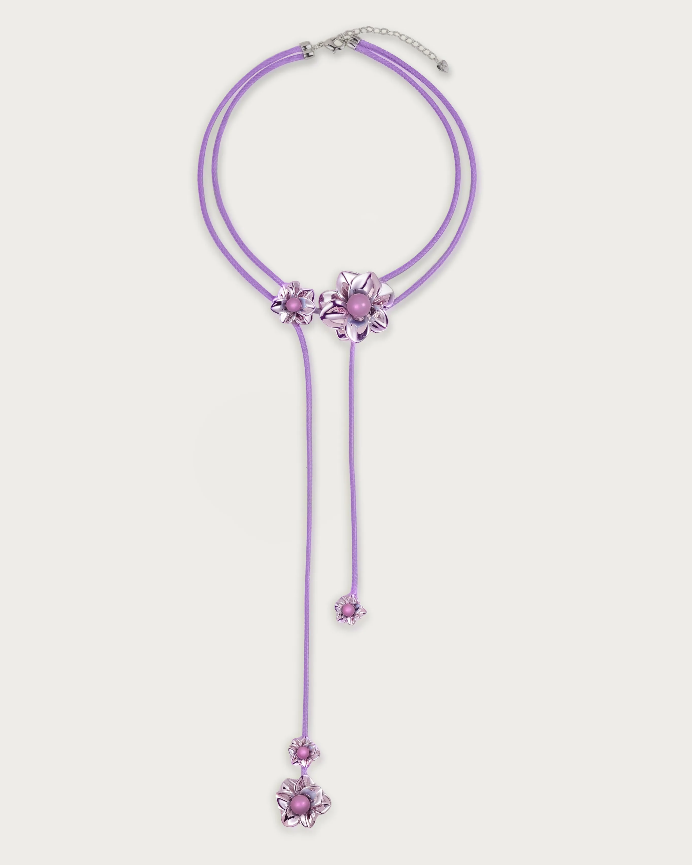 Branchlet Cord Necklace in Metallic Pink