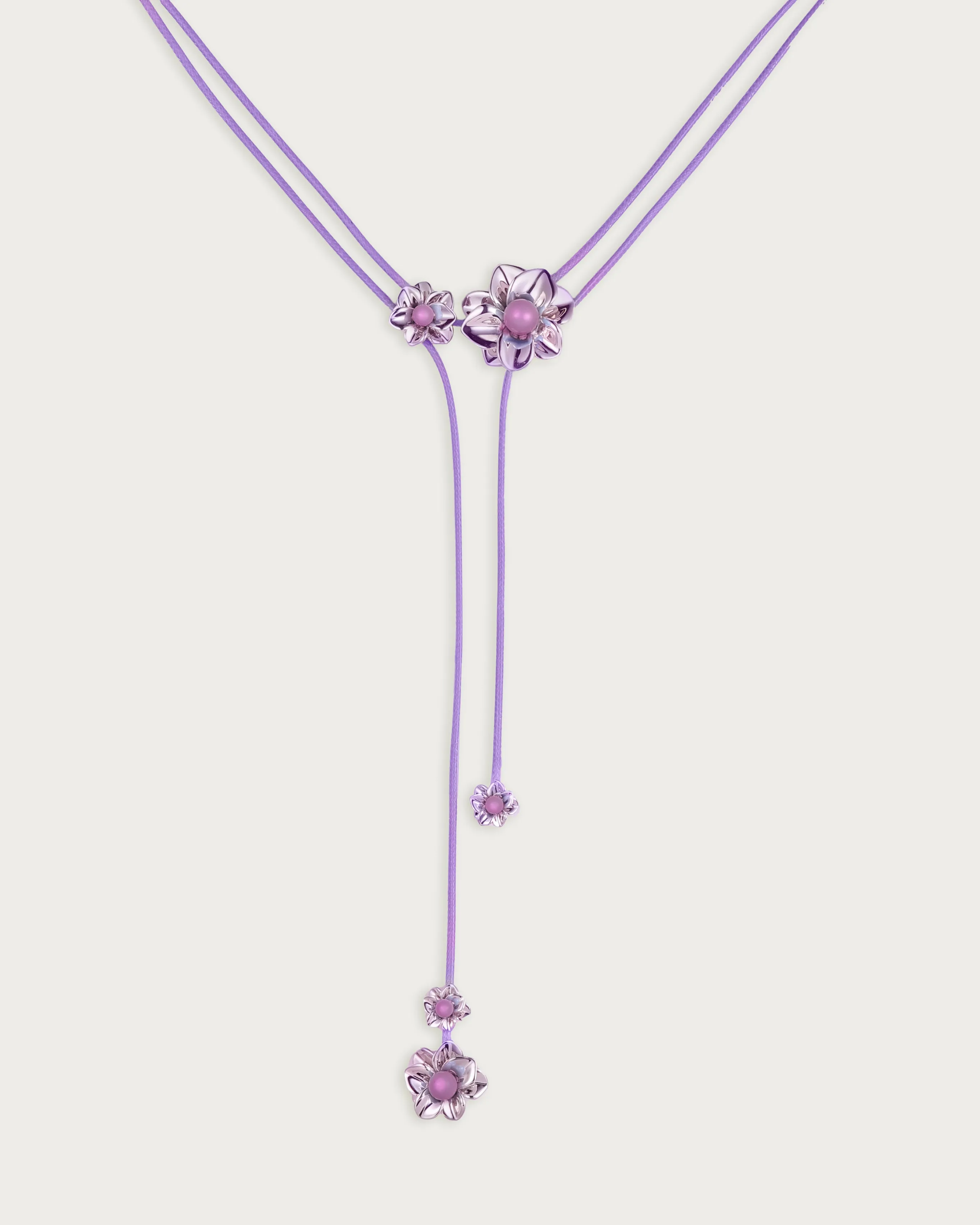Branchlet Cord Necklace in Metallic Violet