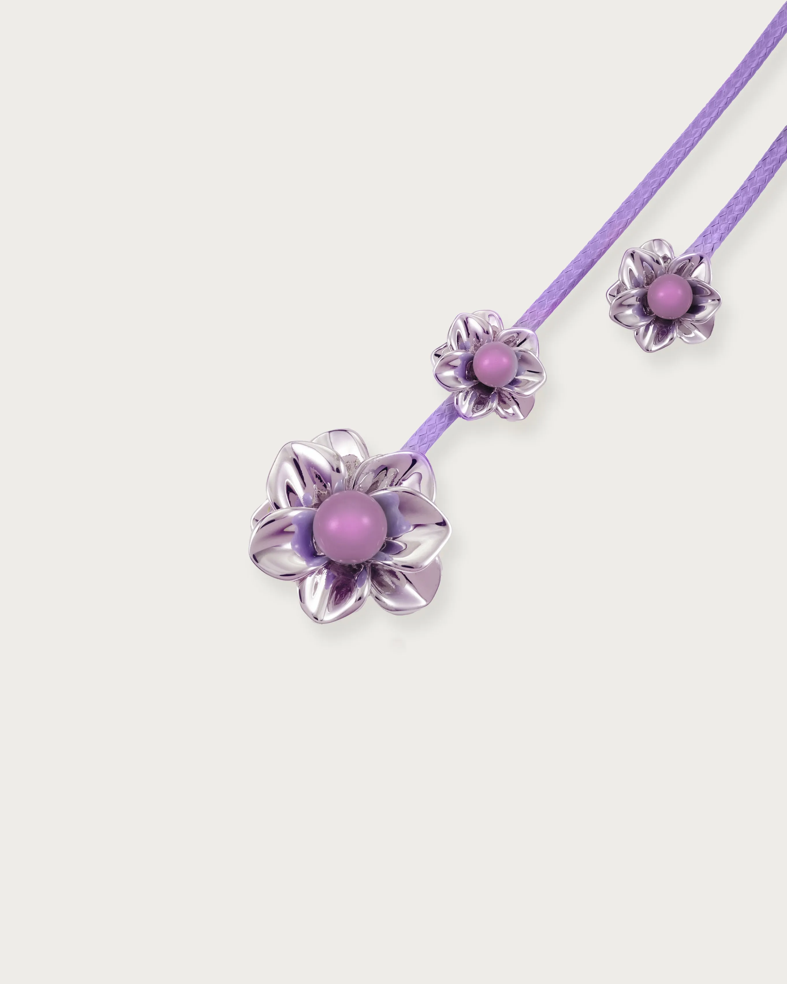 Branchlet Cord Necklace in Metallic Violet
