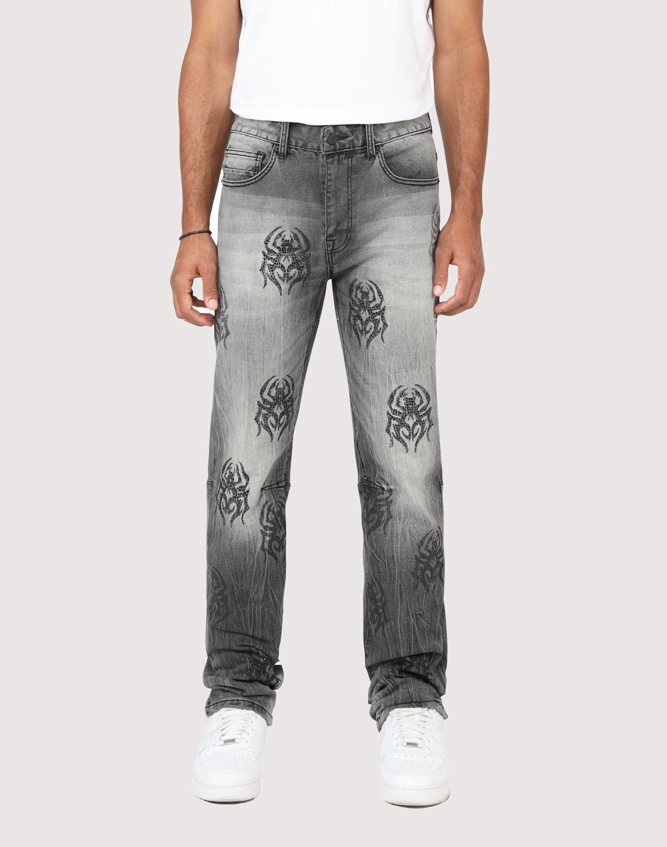 Business casual wear Grindhouse Straight Fit Spider Rhinestone Jeans Fashion culture
