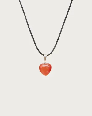 Carnelian Heart Cord Necklace