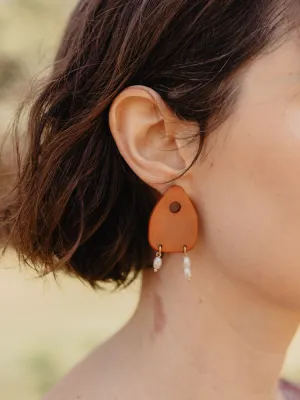 Clay Pearl Earrings - Saffron