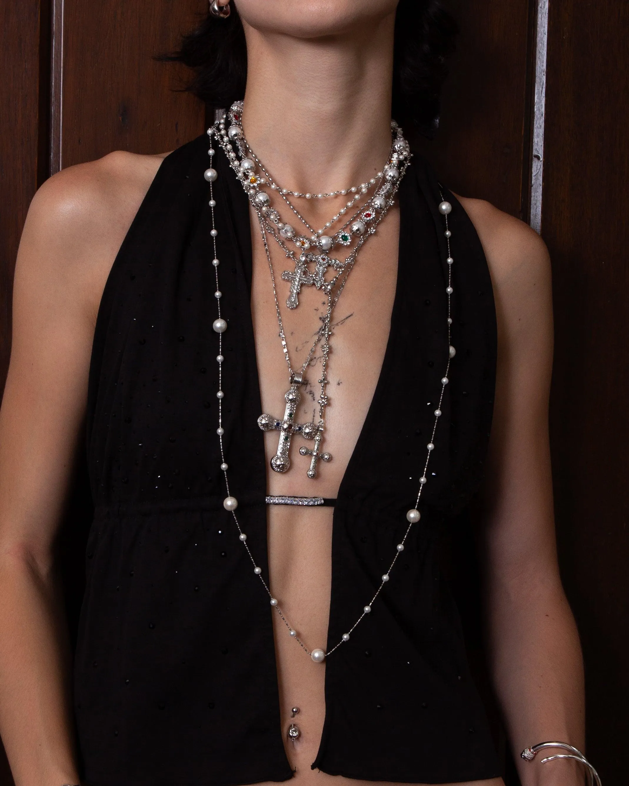 Daisy Molecule Necklace Set in Silver