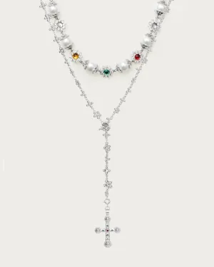 Daisy Molecule Necklace Set in Silver