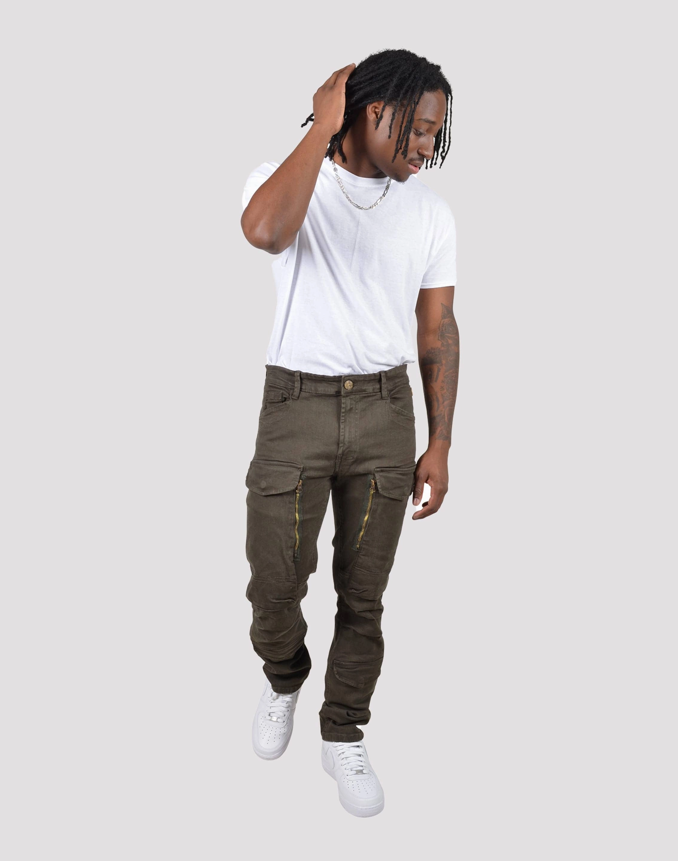 Designer fashion items Grindhouse Twill Front Cargo Log Zip Pants Spandex - incorporated fashion