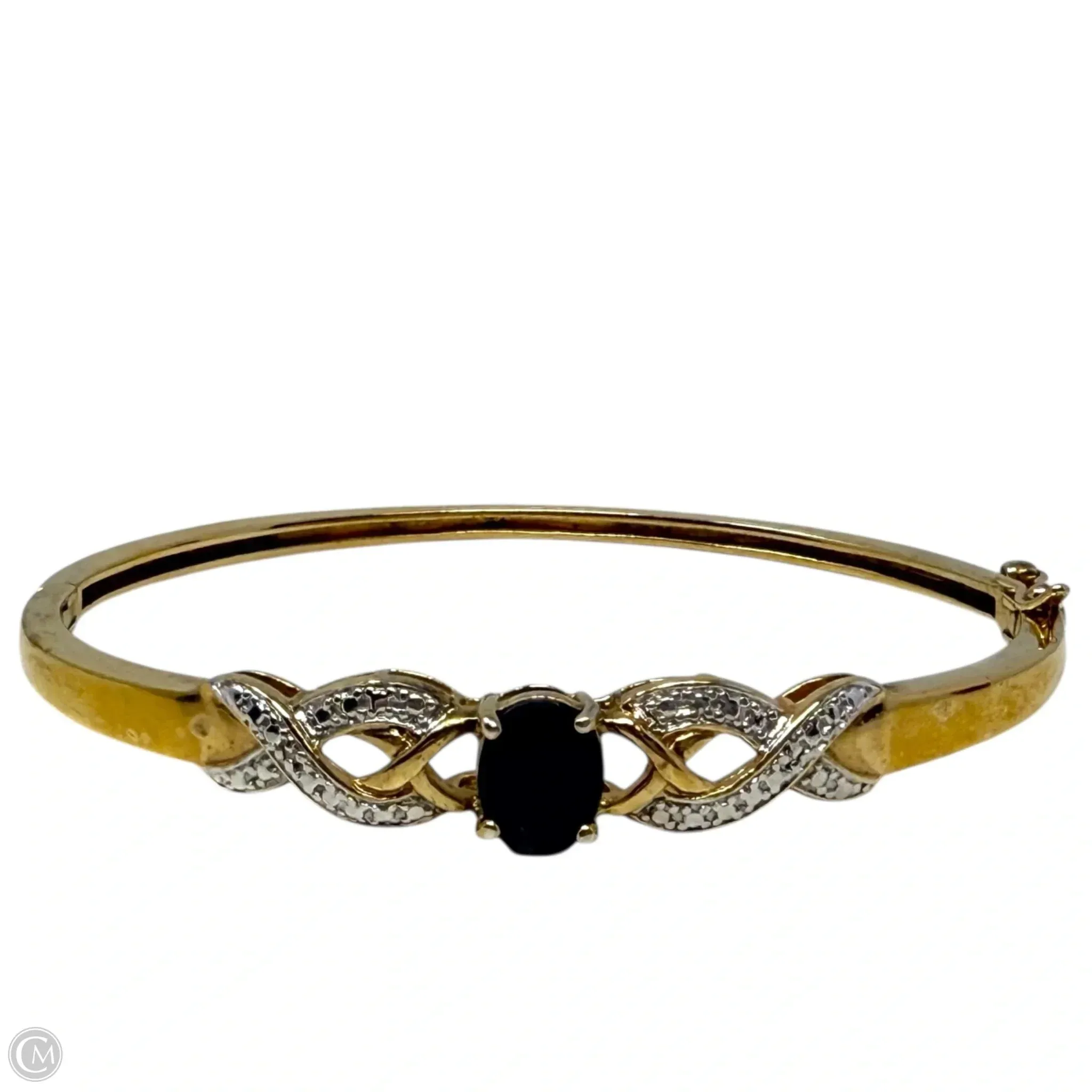 Diamond & Sapphire Vermeil Hinged Bangle Bracelet By Cmc