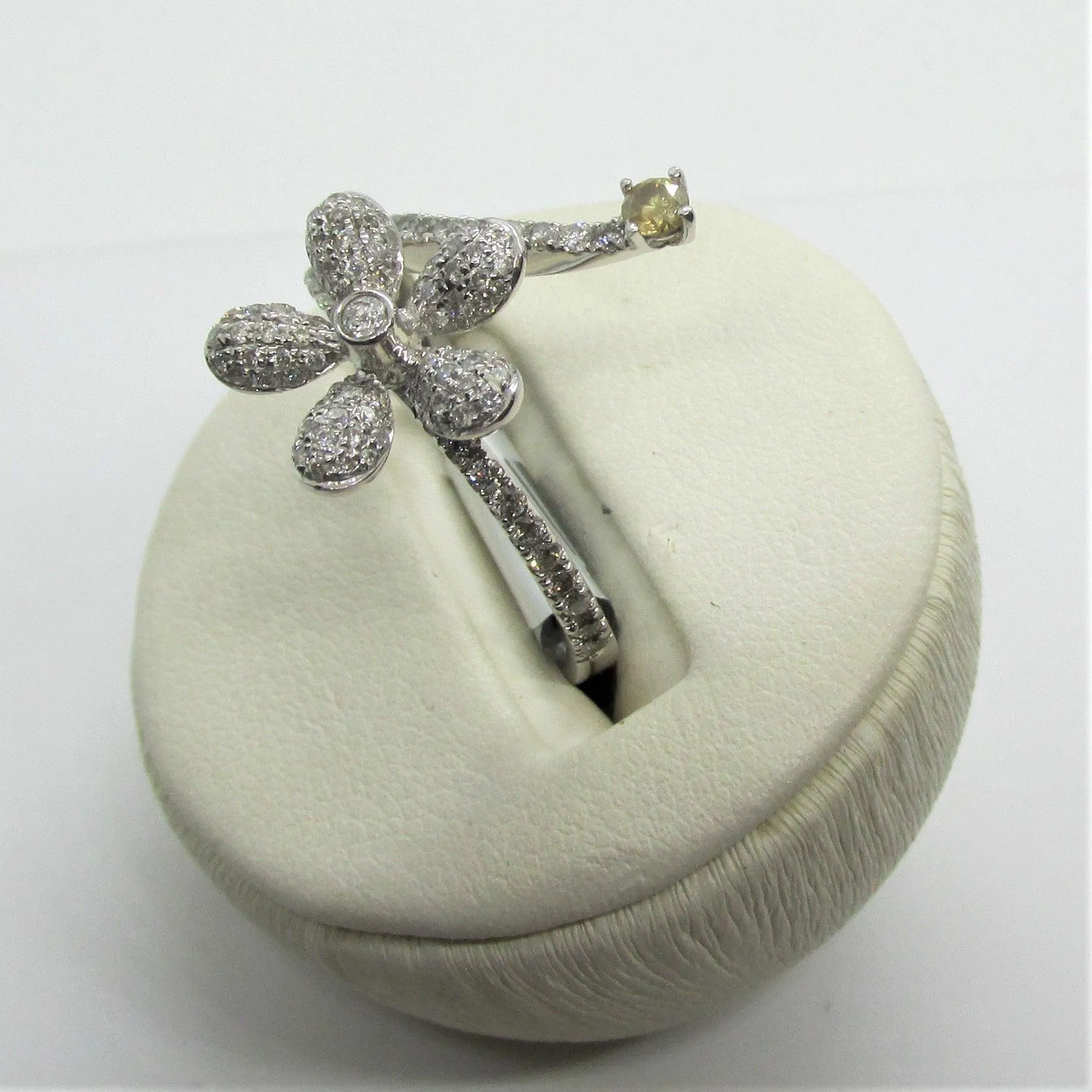 Diamond Flower Ring in White Gold