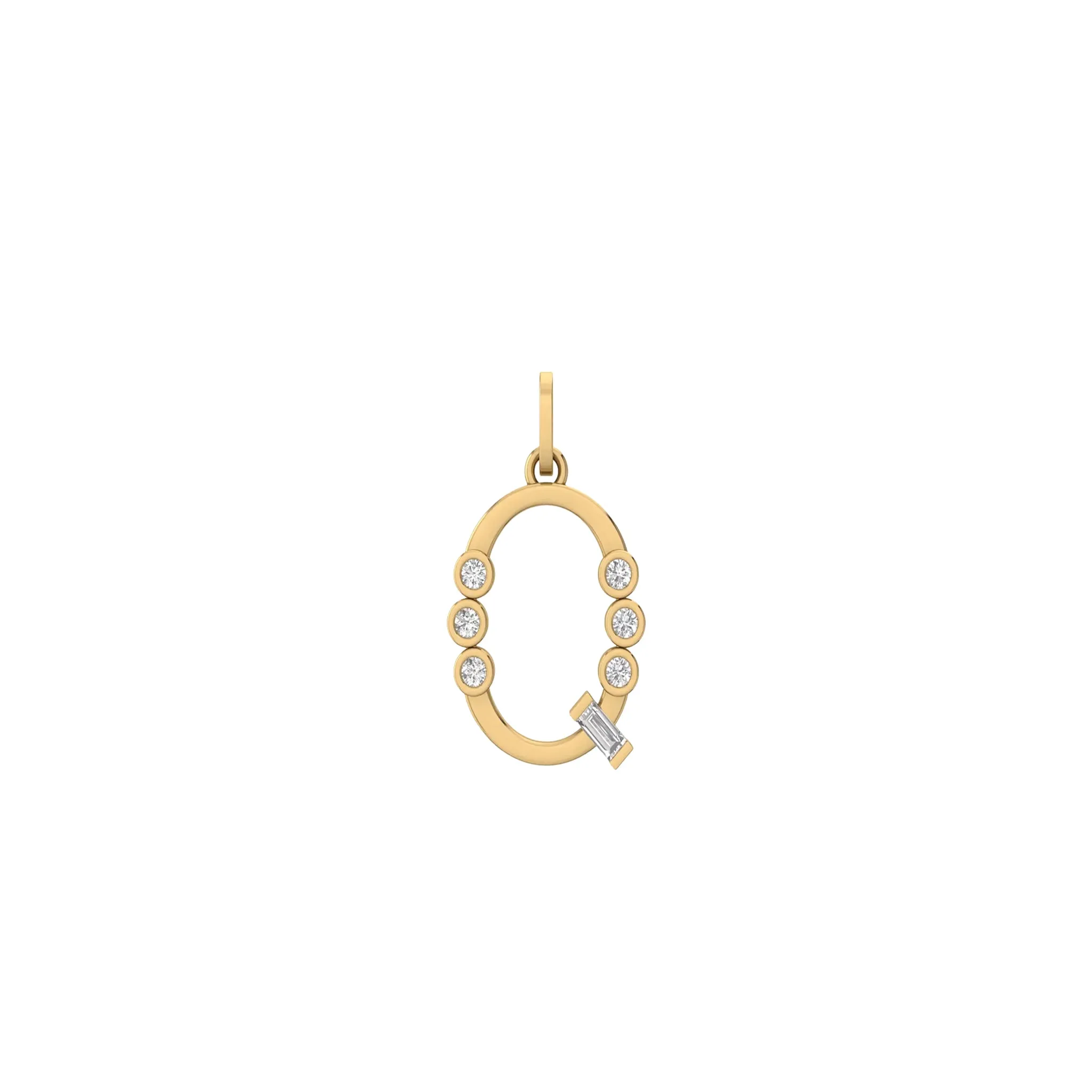 Diamond Initial Pendants in 18K Yellow Gold