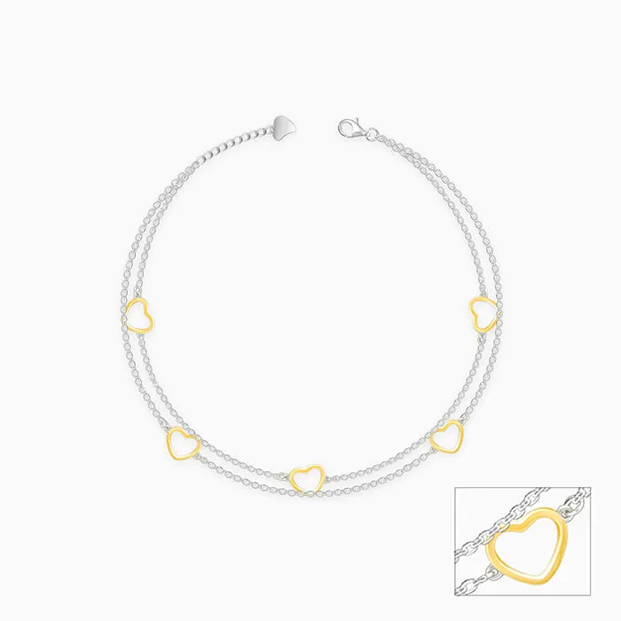 Dual Tone United Hearts Anklet