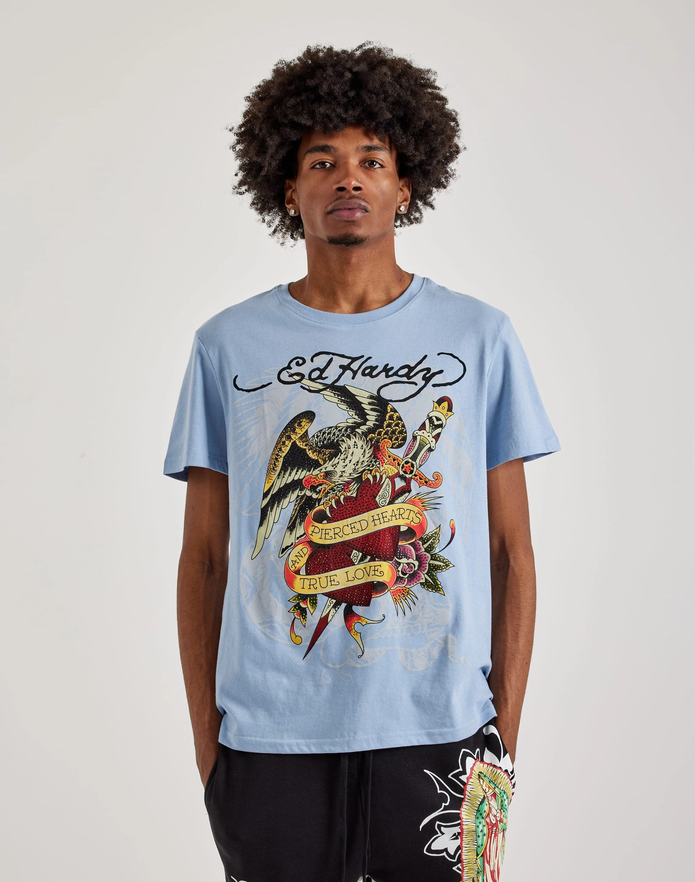 Ed Hardy Pierced Eagle Rhinestone Tee Leather - material fashion Upcycled fashion