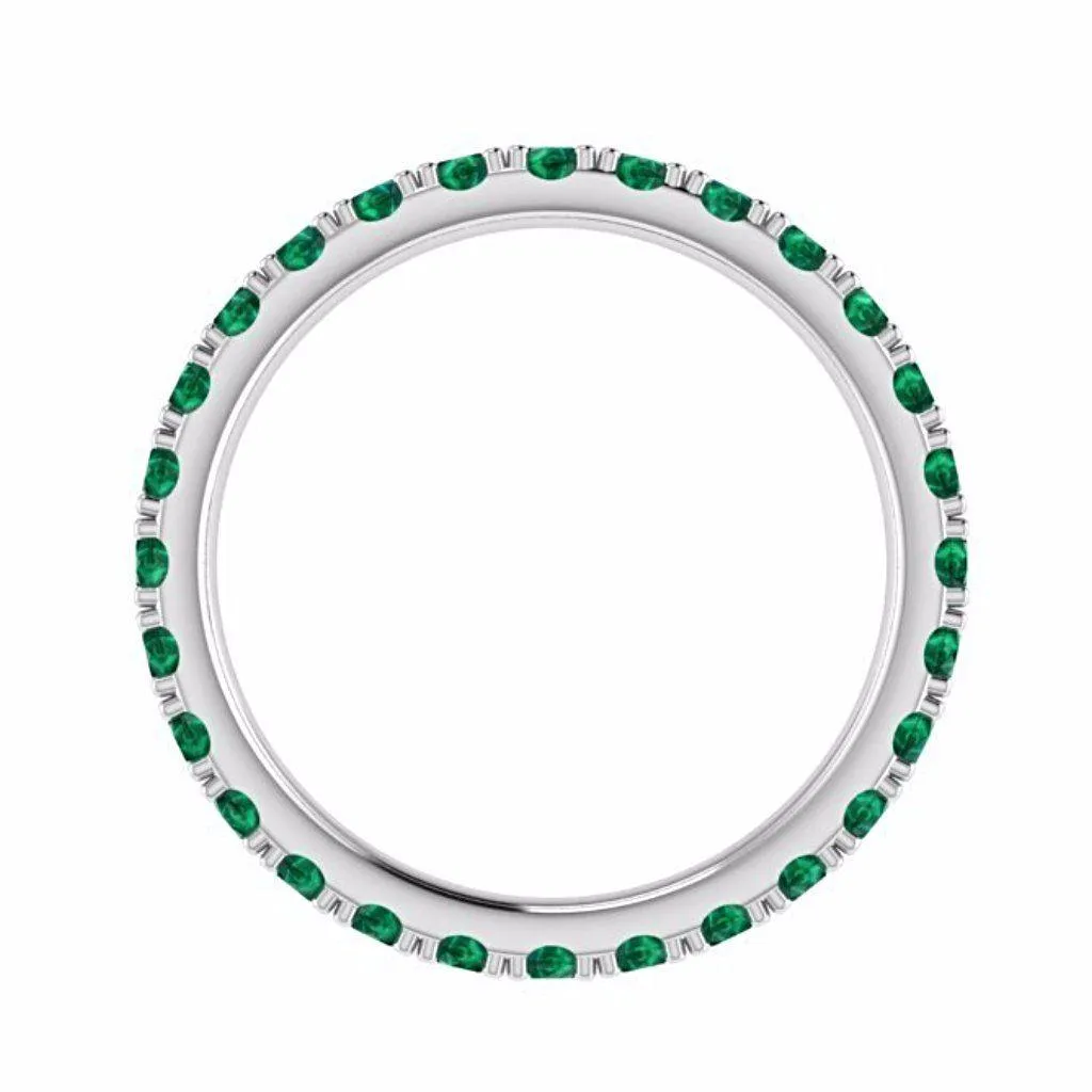 Emerald Eternity Band 14K White Gold