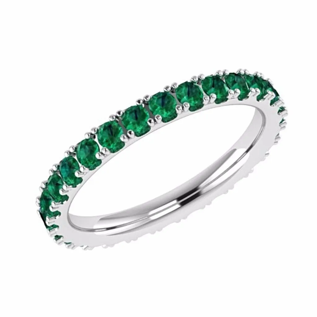 Emerald Eternity Band 14K White Gold