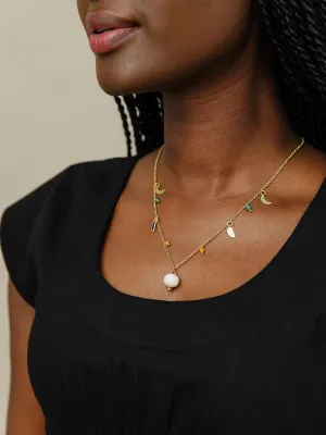 Enamel Moon Necklace - Black