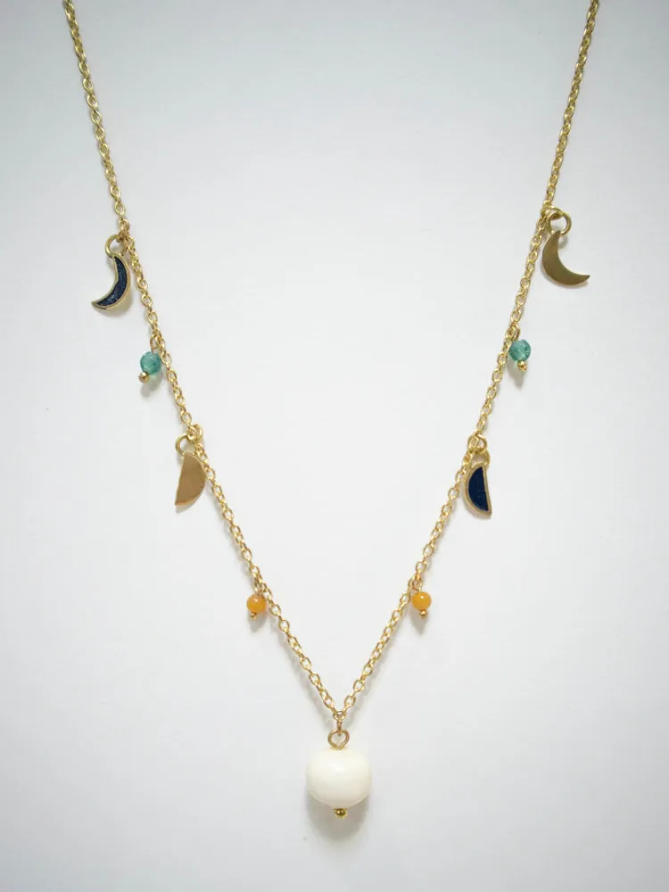 Enamel Moon Necklace - Black