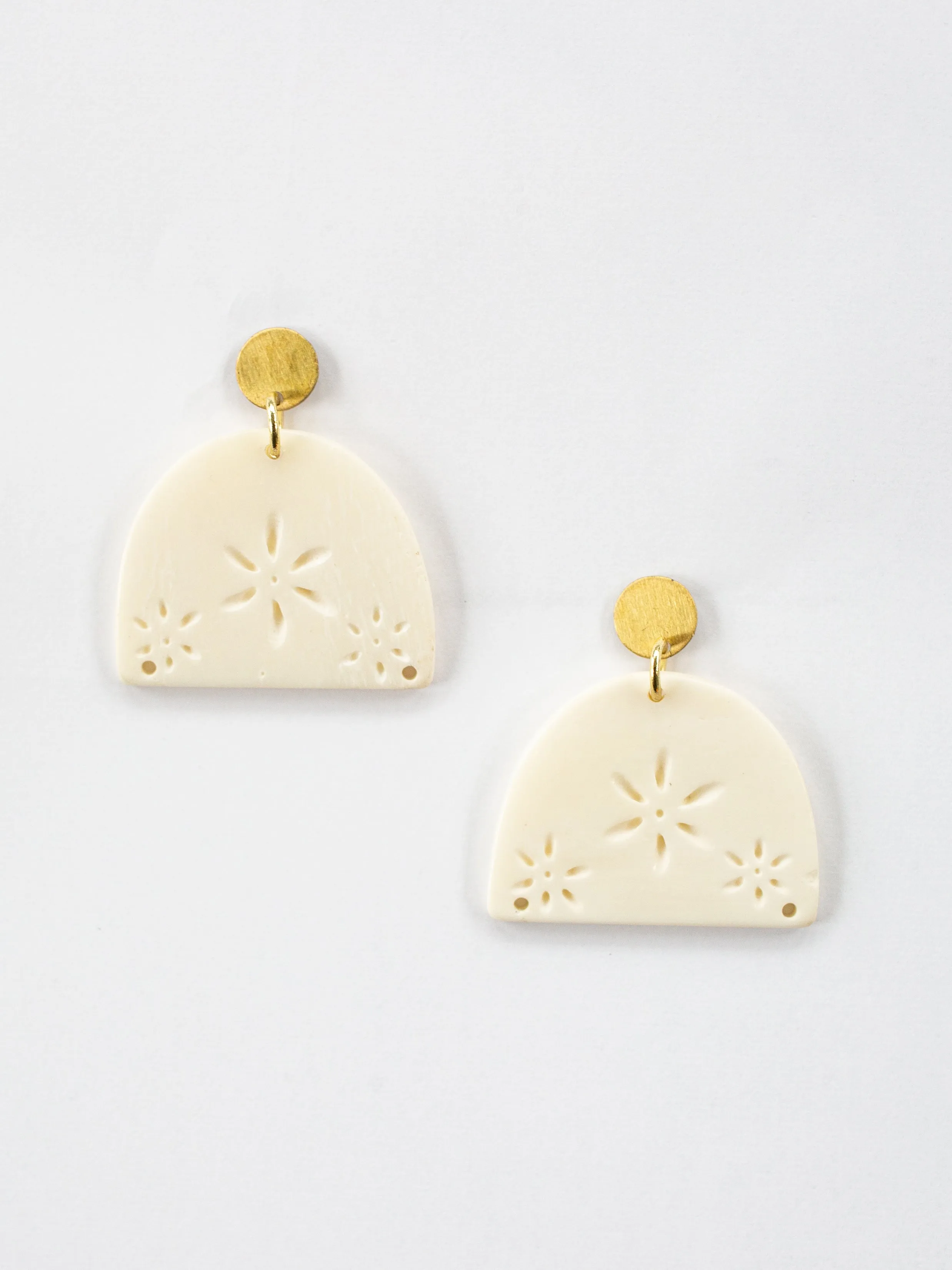 Etched Bone Earrings - White