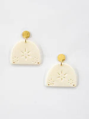 Etched Bone Earrings - White