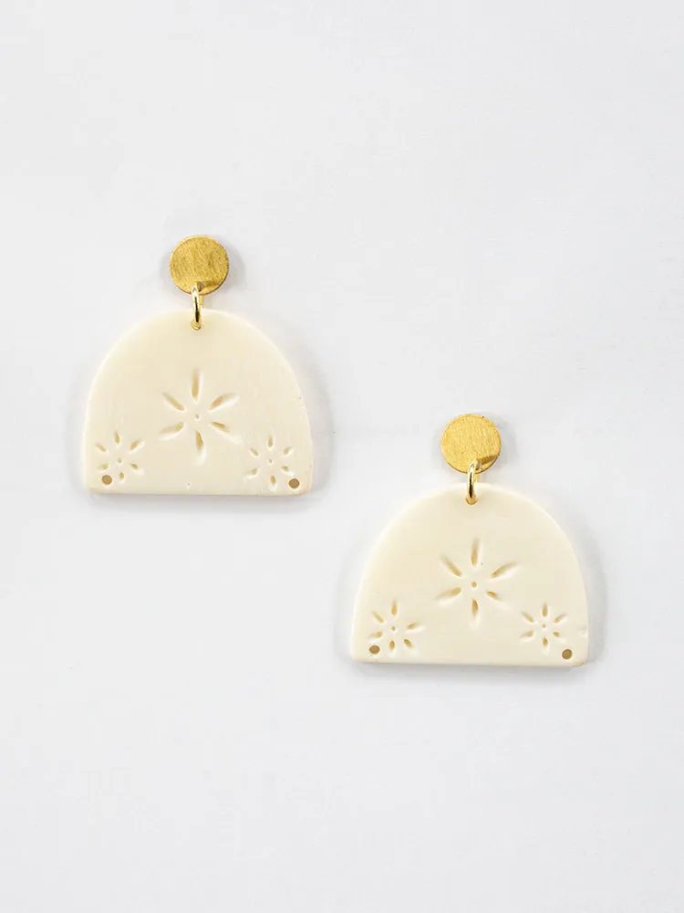Etched Bone Earrings - White