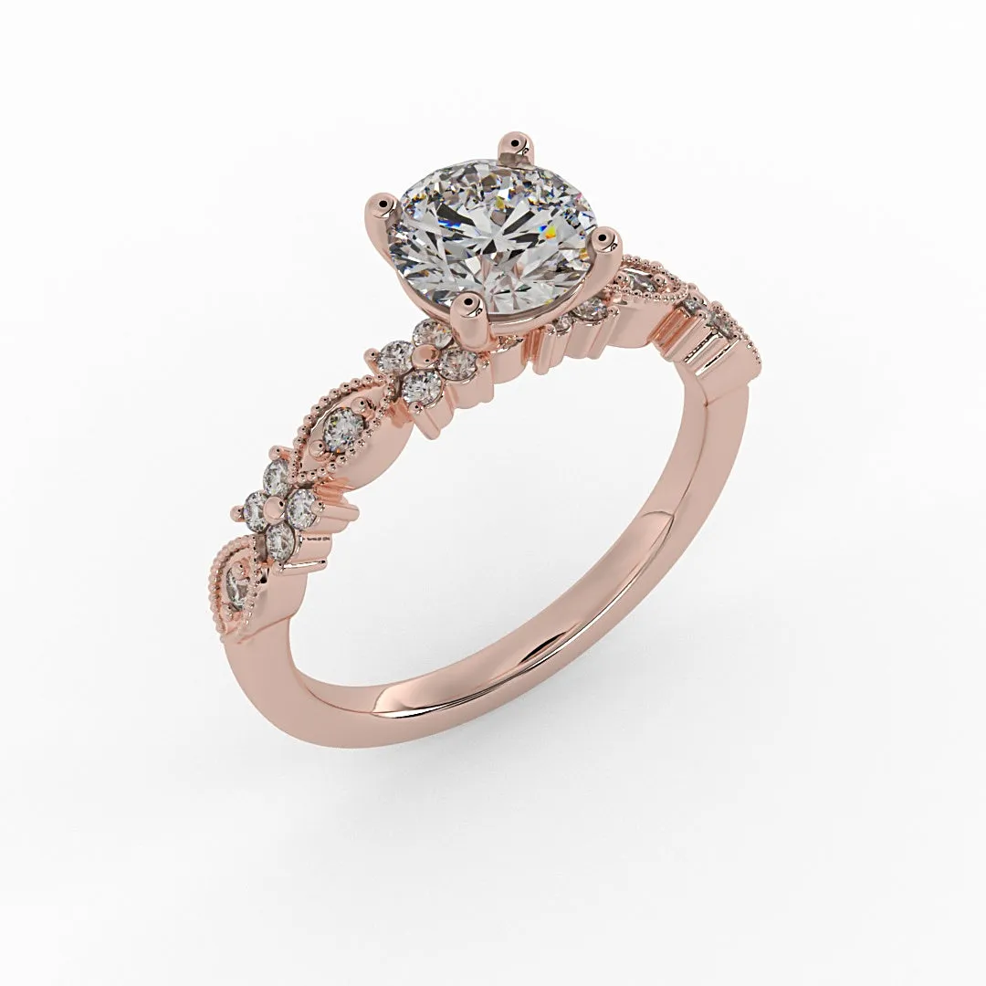 Floral Diamond Engagement Ring 1.30 ct. tw
