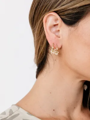 Floral Micro Hoop Earrings - Gold