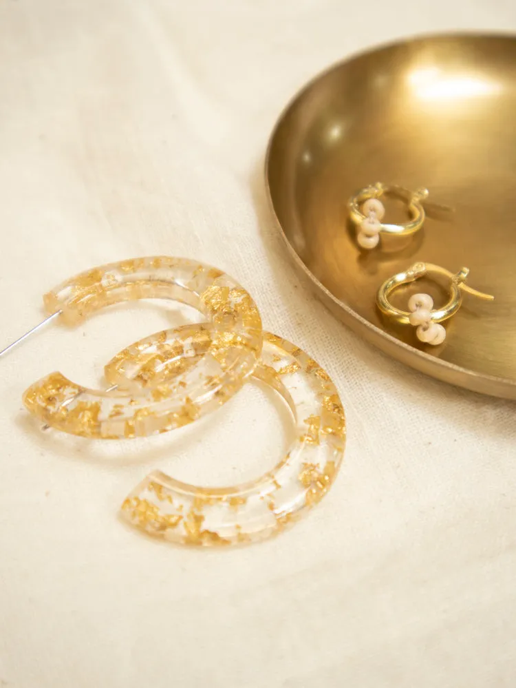 Floral Micro Hoop Earrings - Gold