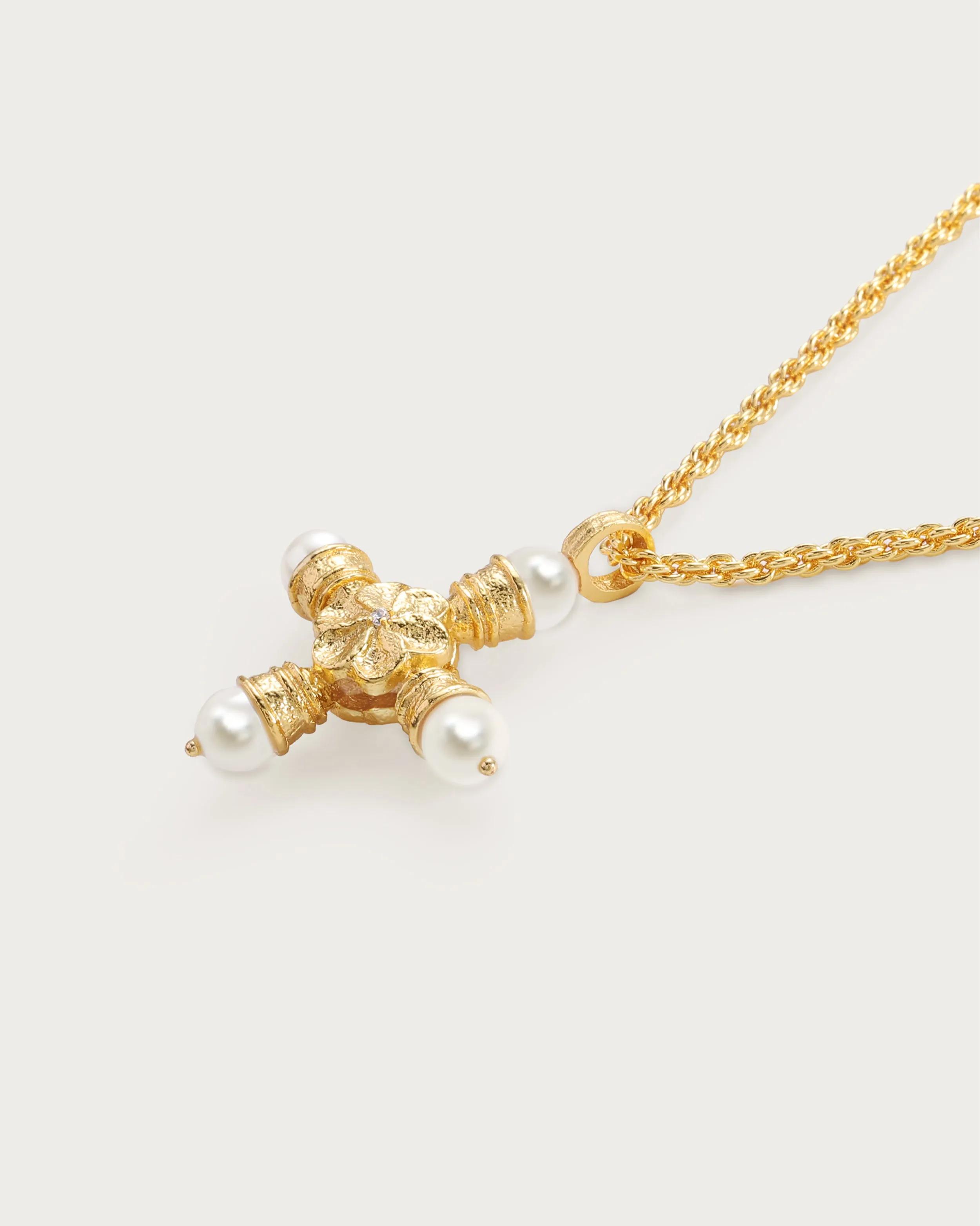 Florence Pearl Cross Necklace