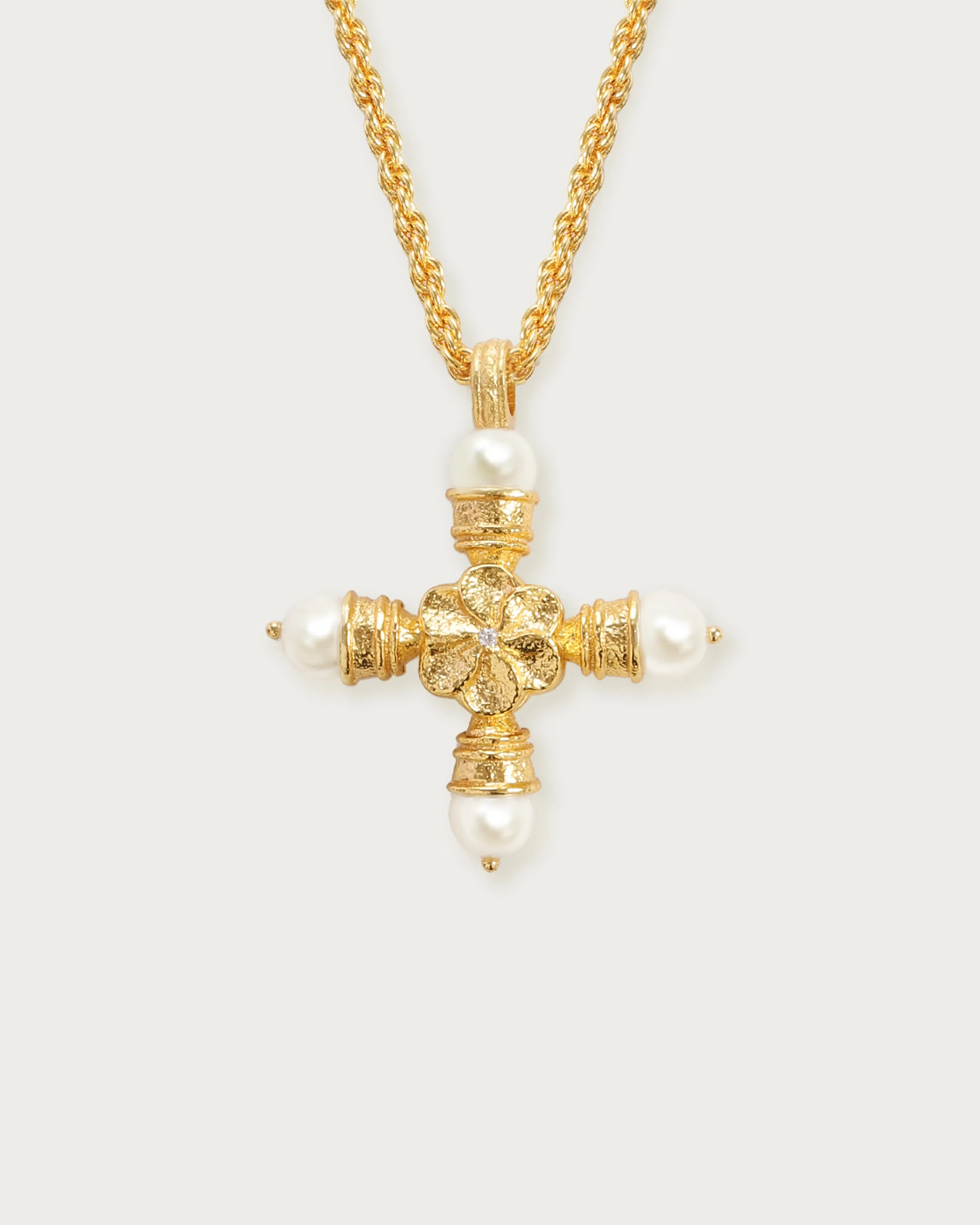 Florence Pearl Cross Necklace