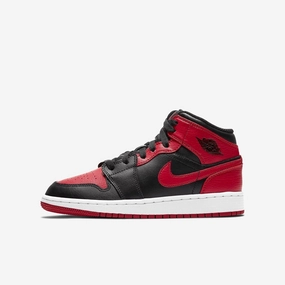 form-centered (GS) Air Jordan 1 Mid 'Bred / Banned' (2020) 554725-074 versatile mood