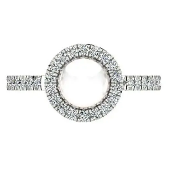 Freshwater Pearl and Halo Diamond White Gold Ring